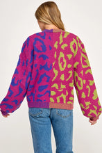 Load image into Gallery viewer, LEOPARD COLOR BLOCK SWEATER CARDIGAN