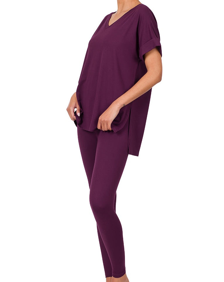 STEPHANIE V-NECK LOUNGEWEAR SET K&E FASHIONS - Main Image