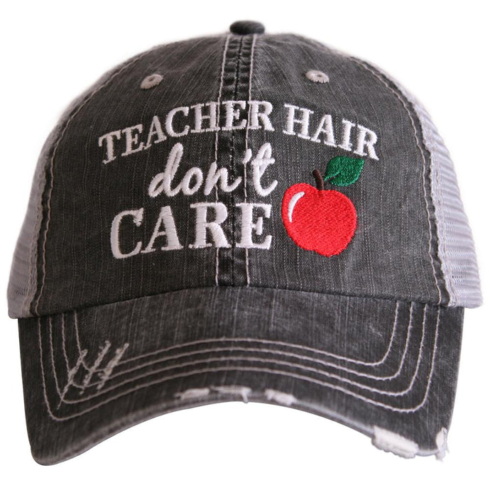 TEACHER HAIR DON'T CARE TRUCKER HAT