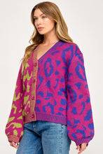 Load image into Gallery viewer, LEOPARD COLOR BLOCK SWEATER CARDIGAN