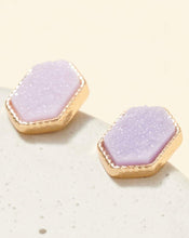 Load image into Gallery viewer, HEXAGON DRUZY STONE STUD EARRINGS