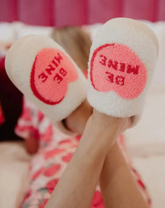 "BE MINE" CANDY HEART SLIPPERS
