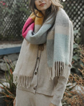 Load image into Gallery viewer, COLOR BLOCK FAUX MOHAIR SCARF